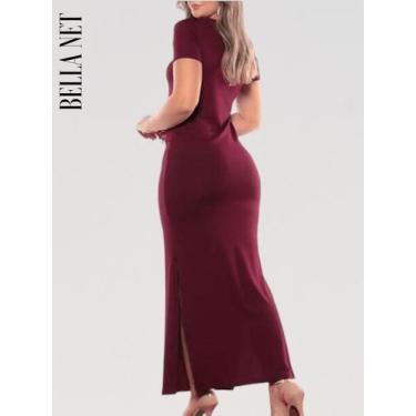 Imagem de Vestido Longo Evangélico Com Manguinhas Tecido Canelado Premium Vestid