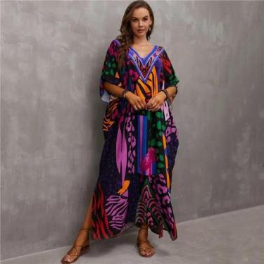 Imagem de Vestido Maxi Kaftan De Praia plus Size Para Mulheres, Cobertura De Mai