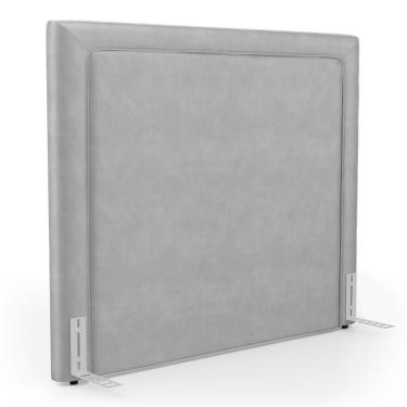 Imagem de Cabeceira Cama Box Casal Padrão Alba 140cm Com Frame Veludo Cinza Claro - Desk Design