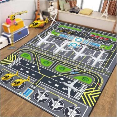 Imagem de Xyrjova Tapete De Brincar Para Crianças, Tapete Para Sala De Jogos, Tapete Para Sala De Aula, Tapetes Para Carros Para Crianças, Tapete Para Aeroporto, Tapete De Estrada Para Crianças (Aeroporto, 2