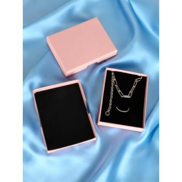 Imagem de Pacote com 2 caixas de presente de joias, caixas de papelão, 9 x 6 x 0,59 cm, pequenas caixas de presente para pulseiras, brincos, colares, joias de presente (rosa)