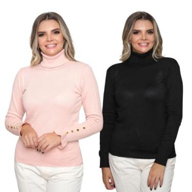 Imagem de Kit 2 Blusas Feminina de Tricô Manga Longa Cacharrel Moda Casual Inver