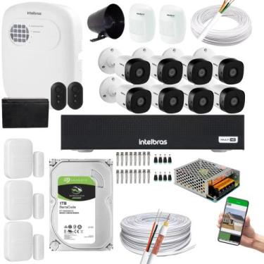Imagem de Kit Cftv 8 Câmeras Intelbras 1220B + kit Alarme+ivp 2000+xas 4010+ HD 