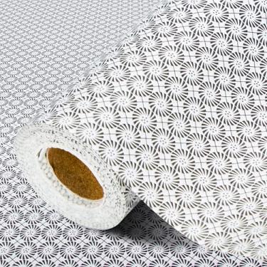 Imagem de FIFTY FEET Forro de prateleira não adesivo de 46 x 243 cm para armários e gavetas de cozinha, forro de armário de PVC antiderrapante lavável (círculo preto) (1 rolo)