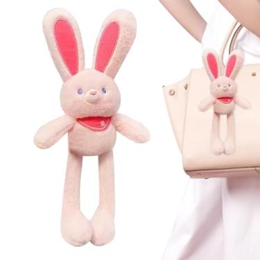 Imagem de Puxe o brinquedo de pelúcia de coelho, chave de pelúcia de coelho, puxado para pelúcia - 11 polegadas Toys de pull-up de coelhinho da Páscoa | Orelhas e pernas comutas pendentes de coelho, chaveiro ma