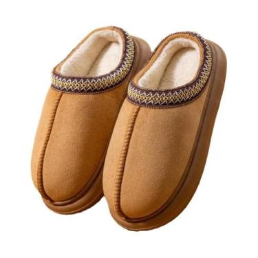 Imagem de Chinelos De Inverno Masculinos Quentes Com Forro De Pelúcia, Solado Es