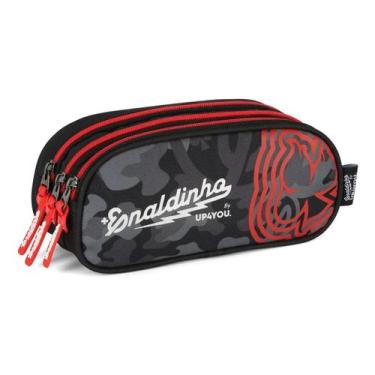 Imagem de Estojo Enaldinho Escolar Youtuber Tripla Divisórias Preto - Luxcel