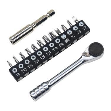 Imagem de MFMEXUL Conjunto de Mini Chaves de Fenda com Catraca, Chave de Catraca Pequena para Espaços Apertados, Ideal para Ciclismo de Montanha, 1/4 de Polegada, Cabeç, Estilo a