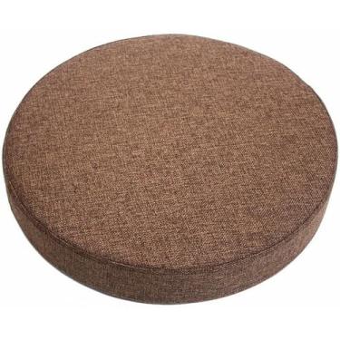 Imagem de Almofada De Assento De Cadeira De Linho Redonda, Almofada De Espuma Decorativa Antiderrapante, Escritório Macio E Confortável