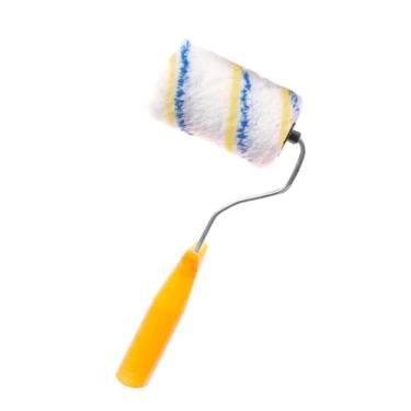 Imagem de Rolo de Pintura 4 Polegadas com Cabo Amarelo, Listras Azuis e Amarelas, Kit com 2 Unidades