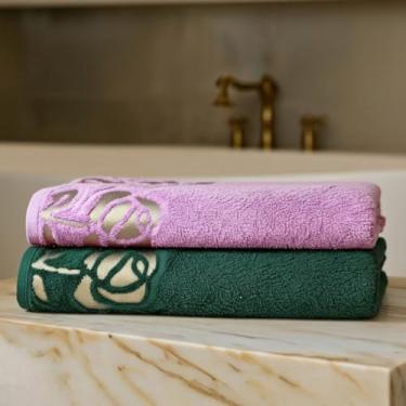 Imagem de Kit 2 Toalhas Banho 100% Algodão 75x150cm Absorção Conforto Maciez Uso Diário Casa Hotel Spa (Kit 2 Banho Rosa/Verde)