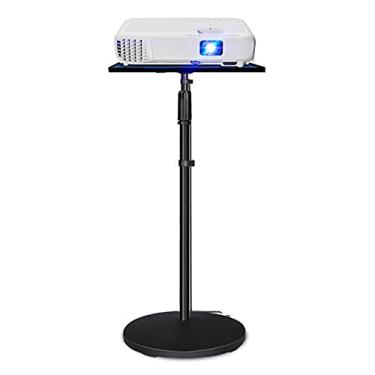 Imagem de SFOIMO Suporte de projetor de mesa Suporte de projetor Suporte de chão para projetor Altura ajustável Comprimento de projeção 33 a 59 polegadas/85 a 150 cm Montagem do suporte do projetor