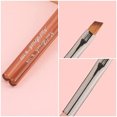 Imagem de 2 pincéis de limpeza de arte de unhas, pincel removedor de esmalte com ferramentas de pintura de caneta de cabeça redonda e angular para design de arte de unhas e limpeza de erro de polimento (marrom