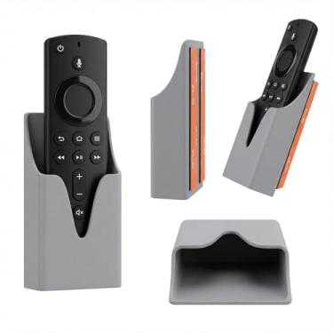 Imagem de Suporte para Controle Remoto TV e Ar Condicionado de Parede Universal, Organizador 3M Sem Furo, Design Minimalista (Cinza)