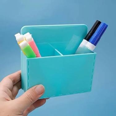 Imagem de Organizador Magnético Porta-Lápis - Suporte de Caneta para Quadro Branco, Geladeira e Superfícies Metálicas, Armazenamento Prático (Verde)