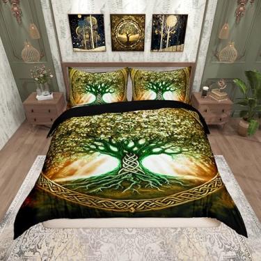 Imagem de Castle Fairy Jogo de cama solteiro com estampa de árvore da vida, arte amarela (sem enchimento), 2 peças para crianças, adolescentes, estilo exótico, boêmia, capa de edredom macio, decoração de quarto