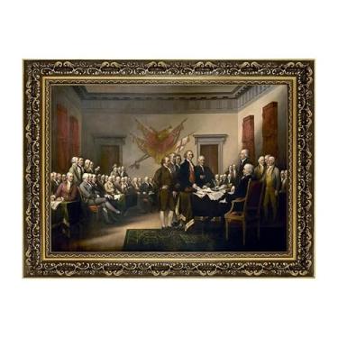 Imagem de A Declaração de Independência por John Trumbull Reproduções de pintura a óleo Impressão em tela de arte de parede, quadro histórico de nações emolduradas a ouro, decoração de arte mundialmente famosa