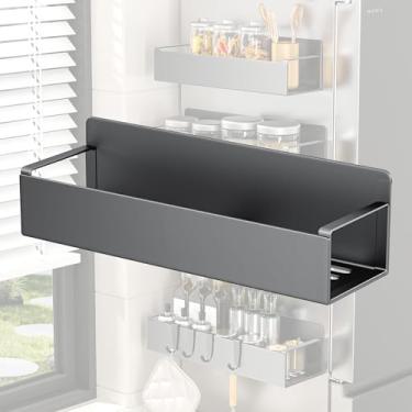 Imagem de Organizador magnético de armazenamento de especiarias para geladeira, prateleira de geladeira magnética forte para armazenamento de cozinha e potes de especiarias, 1 pacote organizador de geladeira