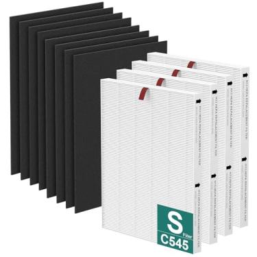 Imagem de Elnuliros Filtro de substituição C545 H13 HEPA S compatível com purificador de ar Winix C545, substitui as peças 1712-0096-00 e 2522-0058-00, 4 filtros S e 8 filtros de carbono ativado