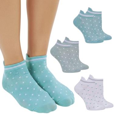 Imagem de SELENE Kit 3 Meia Sapatilha Lurex C/Textura e Protetor de Tênis Confortável Feminino Adulto, 1 Azul Sereno - 1 Branco - 1 Verde Chá, 34-39