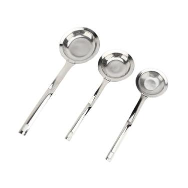 Imagem de Colher de skimmer de malha fina de aço inoxidável de 3 unidades, peneira de filtro de metal multifuncional para separar espuma de gordura de graxa, ferramenta de coar de cozinha