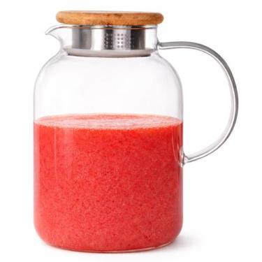 Imagem de Jarra De Vidro Para Suco Tampa Bambu Vedação Hermetica 1,5 L - HK