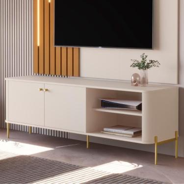 Imagem de Rack Para Tv 58 Polegadas Olaf Off White Dourado