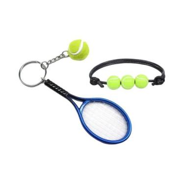 Imagem de Chaveiro De Raquete De Tênis Mini Com Bola, Tema Esportivo, Pulseiras 