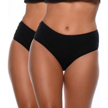 Imagem de Kit 2 Calcinhas Cavadas Confort KPR 983 Pretas, Preto, M