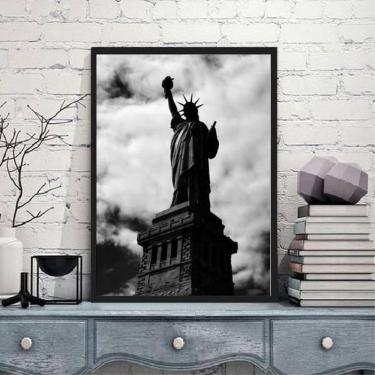 Imagem de Quadro Fotografia Estátua Da Liberdade Preto Branca 24X18Cm
