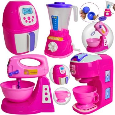 Imagem de Kit Cozinha Infantil 6pçs Brinquedo Eletrodomesticos AirFryer Batedeira Acessórios