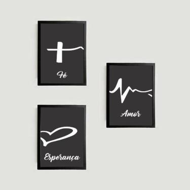 Imagem de Kit 3 Quadros Fé, Amor, Esperança 24X18Cm