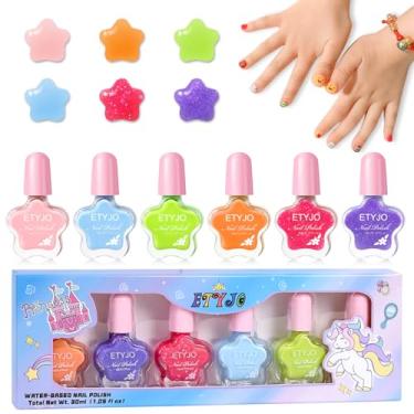 Imagem de ETYJO Esmalte infantil – Conjunto de esmaltes não tóxicos, esmalte à base de água de secagem rápida para crianças, esmaltes descascáveis para crianças de 6 cores doces para meninas a partir de 3 anos