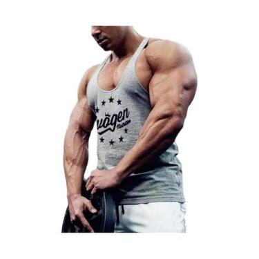 Imagem de Camiseta Masculina Sem Mangas De Algodão Para Musculação, Ginástica, C