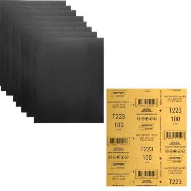 Imagem de Kit com 100 folhas lixas d'água gr.180 t223 norton