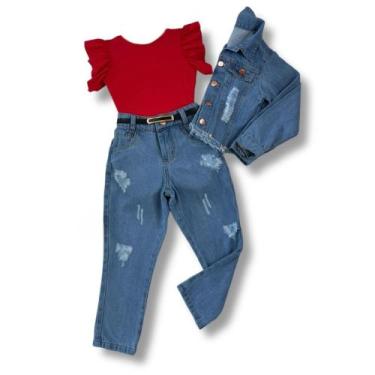 Imagem de Roupa Feminina Infantil Blusa Calça E Jaqueta Criança Luxo - Mini Diva