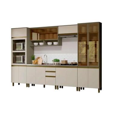 Imagem de Cozinha Mod. Henn 7pçs Torre Quente Paneleiro 2 Aéreos 2 Gabinetes Cz263 Duna/Cristal
