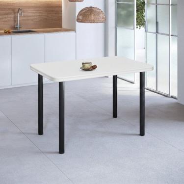 Imagem de Mesa de Jantar 4 Lugares Retangular Base Pintura Tampo em Mdp Fórmica Branco