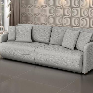 Imagem de Sofá Retrátil e Reclinável 260cm Linho Domus Cinza