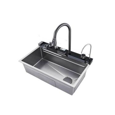 Imagem de Cuba Cozinha Gourmet Torneira Cascata Lavador Copos - Prata - Kokay