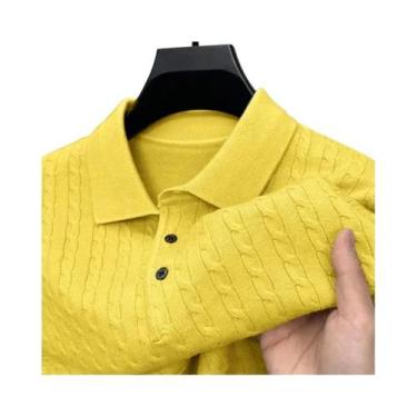 Imagem de Suéter Masculino De Tricô Gola V Com Ponto Trançado, Ajuste Slim, Mang