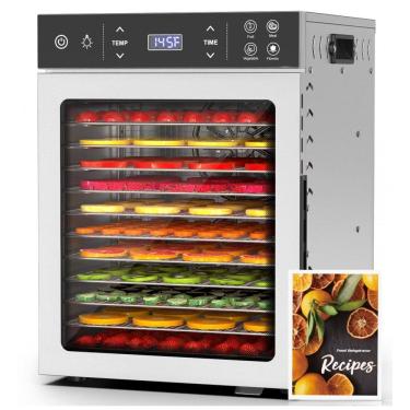 Imagem de Desidratador de Alimentos HOPERAN com 12 Bandejas em Aço Inoxidável, Máquina de 800W com 4 Configurações, Controle Digital de Tempo