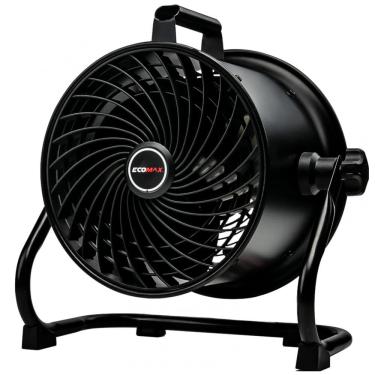 Imagem de Ventilador de Tambor Industrial ECOMAX 25,4 cm Preto, Alta Velocidade 900 CFM, 3 Velocidades, Inclinação Ajustável 360°, Modelo EMF101090D