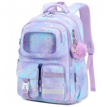 Imagem de Mochila escolar AO ALI VICTORY roxa para notebook 15,6", múltiplos compartimentos