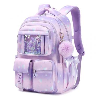 Imagem de Mochila escolar PIG PIG GIRL roxa concha estilo ita bag, 21,8 L