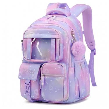 Imagem de Mochila escolar PIG PIG GIRL roxa estilo ita bag, 21,8 L, com múltiplos bolsos