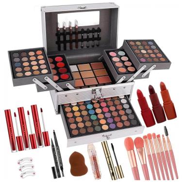Imagem de UNIFULL Kit Completo de Maquiagem 132 Cores - Paleta Profissional com Sombras, Batons, Corretivos e Mais
