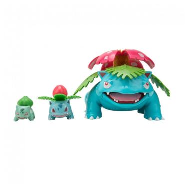 Imagem de Conjunto de figuras Pokémon Select Evolution Bulbasaur, Ivysaur e Venusaur com acabamento exclusivo