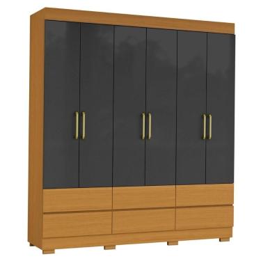 Imagem de Guarda Roupa Casal Marrocos 6 Portas 187 Cm Cinamomo Grafite Armoveis