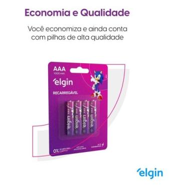 Imagem de Kit 4 Pilha Recarregável AAA 1000mah Elgin